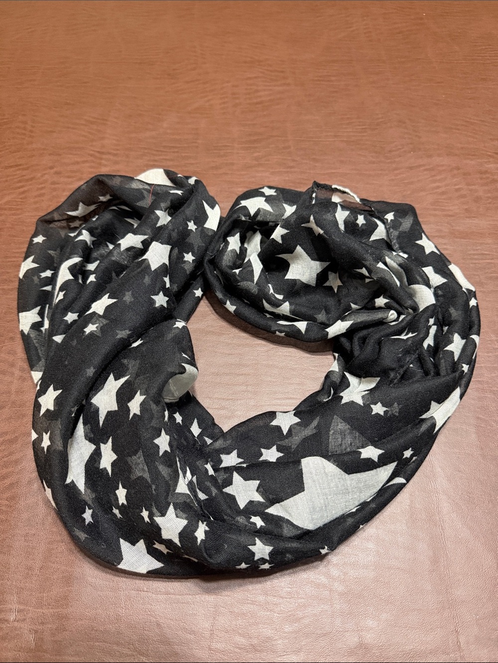 Black Star Print Infinity Scarf